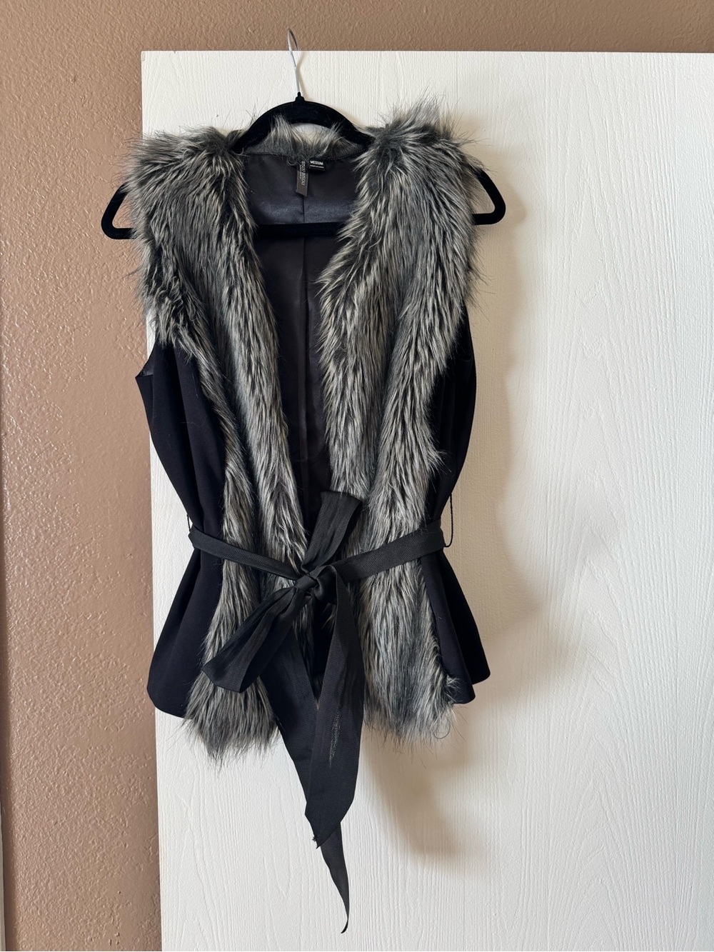 Bisou Bisou Black fur vest with Faux Fur Trim